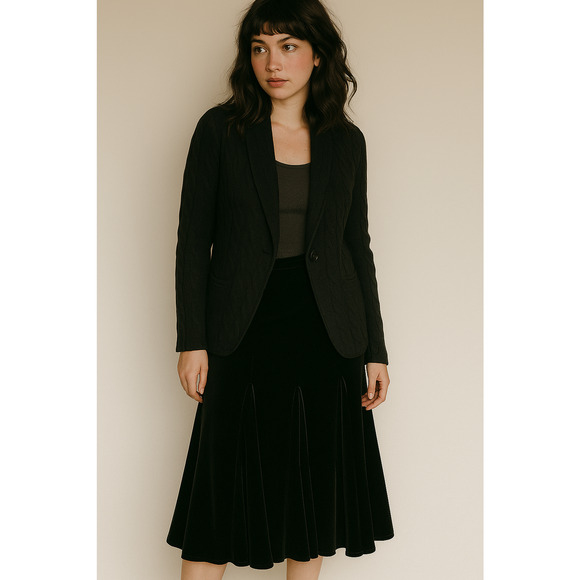 Dressbarn Women Skirt Large Black Midi Velvet Whimsigoth Fairy Grunge Fall Vamp - Picture 1 of 5